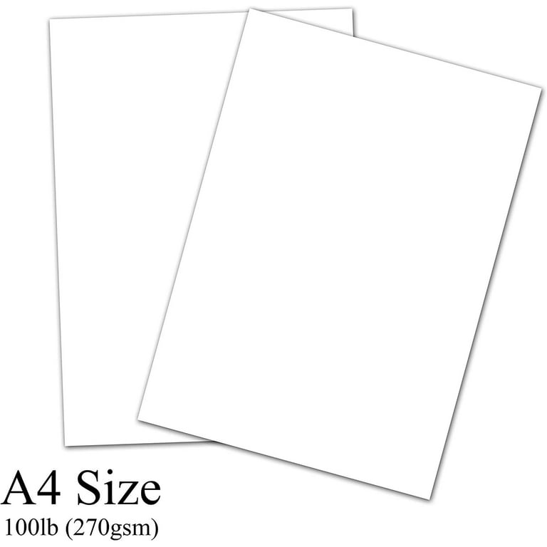 A4 Premium White Cardstock | for Copy, Printing, Writing | 210 x 297 mm.(8.27 x 11.69 Inches) Pack of 50 Sheets. (100Lb.)