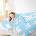 thumbnail image 4 of Homewish Initial A Letter Queen Comforter Set for Kids, White Blue Bowknot Bedding Sets, Cartoon Kawaii Monogrammed Reversible Bedding Comforter Set, Lightweight Room Decor, 3pcs, 4 of 8