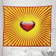 thumbnail image 1 of Heart Tapestry, Love with Striped Sunburst Background for Romantic Valentine's Day, Fabric Wall Hanging Decor for Bedroom Living Room Dorm, 5 Sizes, Vermilion and Yellow, by Ambesonne, 1 of 1