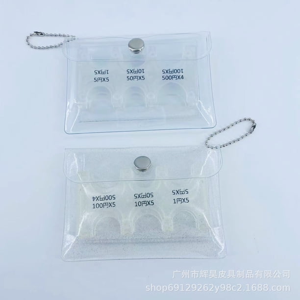 Caja de plástico de PVC para clasificar monedas, porta monedas, cadena de cuentas, posición de tarjeta para monedas, porta monedas, monedero transparente