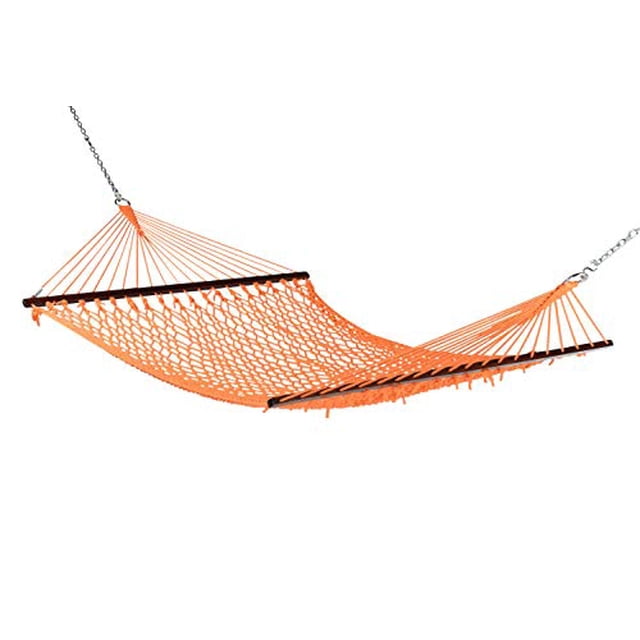 Caribbean Rope Hammock - 55 Inch - Soft-Spun Polyester (Orange)
