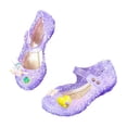 thumbnail image 3 of Gyujnb Girls Glitter Jelly Sandals Low Heel Adjustable Strap Water Friendly for Parties & Summer,4-4.5 Years, 3 of 5