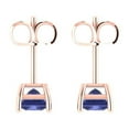 thumbnail image 4 of 2.0 Ct Princess Cut Studs Blue Tanzanite 18K Rose Solid Solid Gold Everyday Dainty Earrings Push Back, 4 of 7