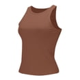 thumbnail image 2 of Delayuji Womens Sleeveless Tank Top Blouse Racerback Slim Top Knit Ribbed Shirt Breathable Women's Blouse Fitness Tank Top Coffee, 2 of 5