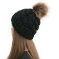 thumbnail image 2 of Dyfzdhu Women Casual Solid Stitching Outdoor Plush Ball Hats Crochet Knit Beanie Cap Black, 2 of 4