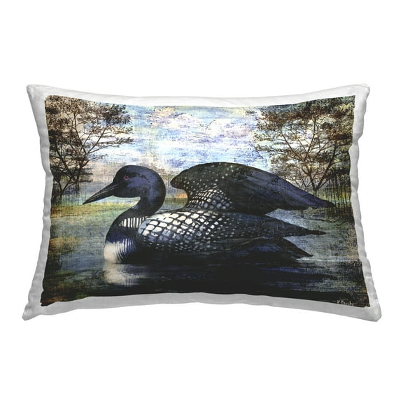 Stupell Industries Loon in Rustic Pond Decorative Printed Throw Pillow Design by Paul Brent.