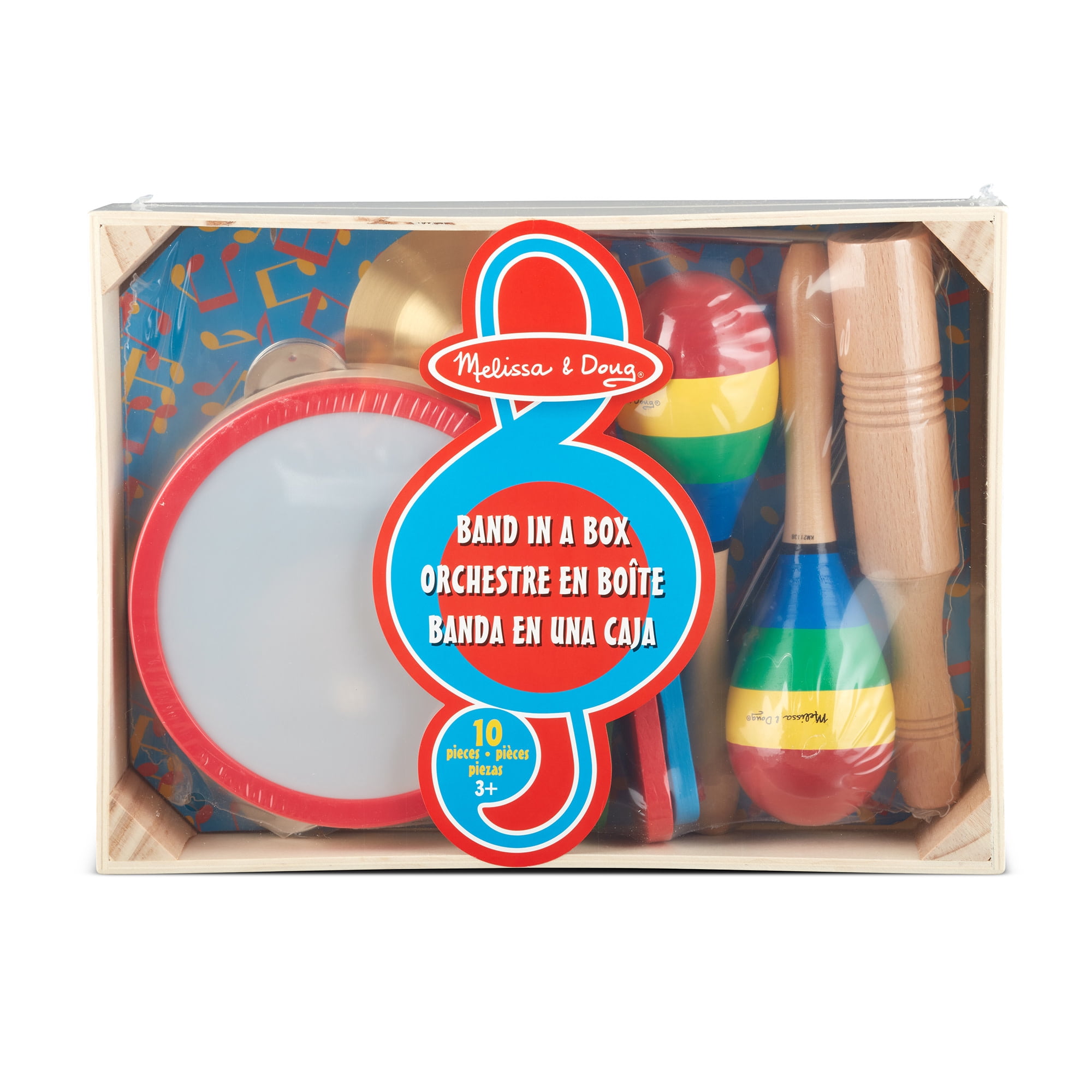 Melissa & Doug Band-in-a-Box Clap! Clang! Tap! 10-Piece Musical Set, Toddler Toys