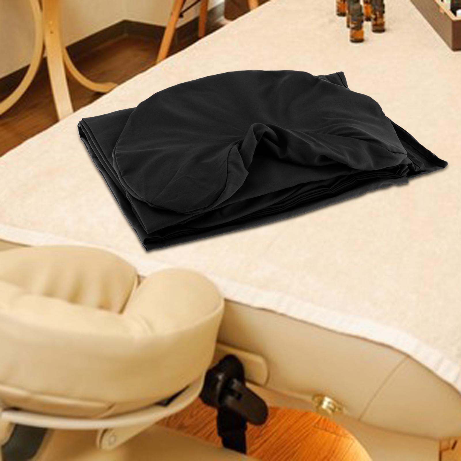 TOOYFUL 3 Pieces Massage Table Sheet Set,SPA Bed Cover, Breathable, Soft,Washable,Face Rest Cover,Massage Fitted Sheet for Beauty SPA Black