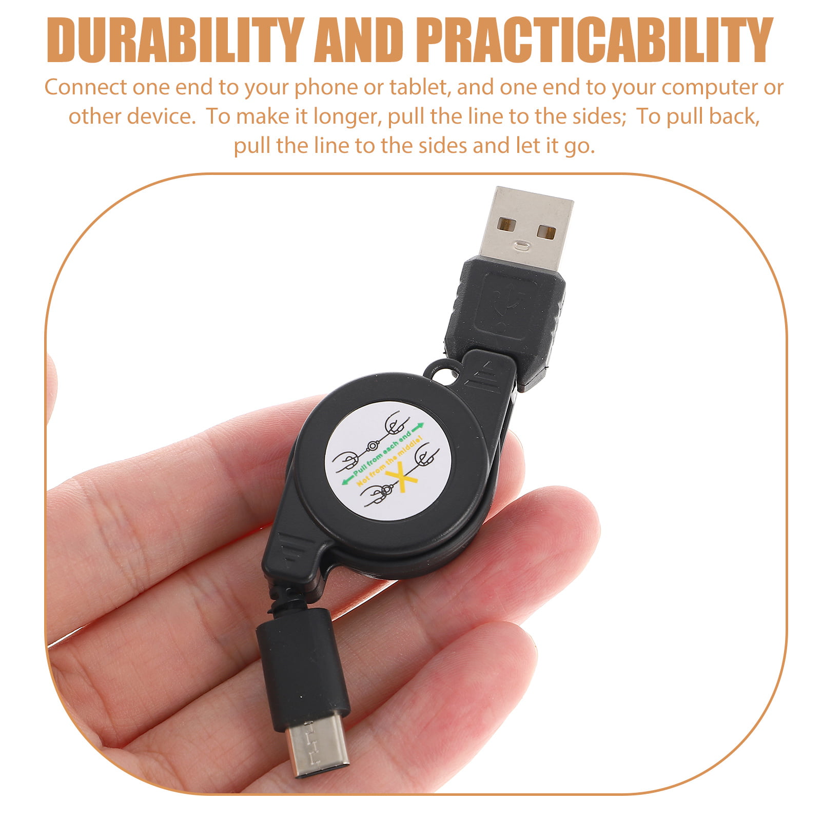 ReTrak Câble USB-C vers USB-C Synchronisation Rétractable 12.5 cm à 105 cm  Noir - Câble & Adaptateur - LDLC