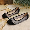 thumbnail image 4 of Miluxas Women’s Polka Dot Mesh Bow Ballet Flats, Square Toe Patchwork Slip On Flat Shoes, Breathable Lightweight Casual Walking Loafers Black 9(43), 4 of 9