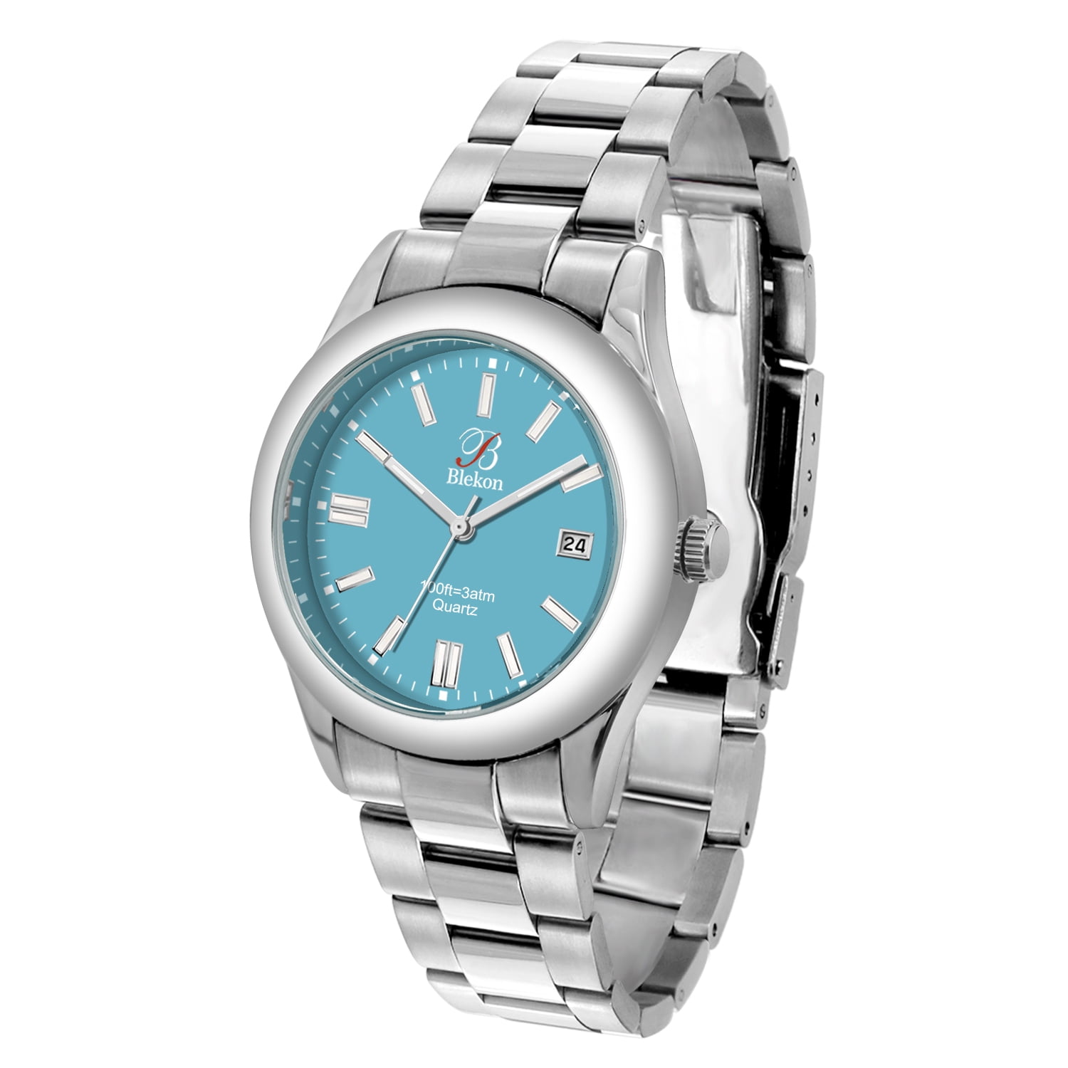 Blekon Original Stylish Bracelet & Leather Watch Set - Elegant Timepiece for Everyday and Special Occasions - (Aqua)