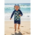 thumbnail image 3 of BemeyourBBs Toddler Baby Girls Boys Swimsuits Cute Infant Bathing Suit Turtle Tree Dinosaur Swimwear Rash Guard Long Sleeve Tops with Swim Trucks Shorts and Hat Set Summer Beachwear, 3 of 9