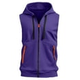 thumbnail image 5 of Evdexr Zip Up Hoodie for Men Sleeveless Tank Tops Hooded Drawstrings Gym Solid Pullover Lightweight Muscle Fit Zipper Loose Fit Sweatshirts Purple S, 5 of 5