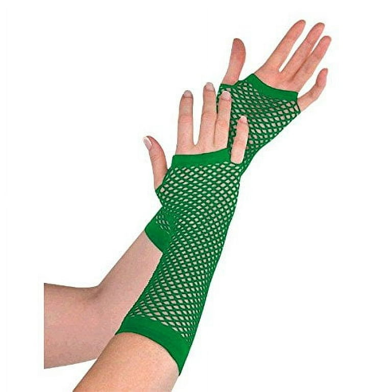 Green Fishnet Long Gloves 