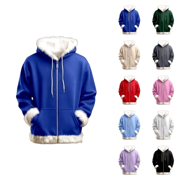 Zip Up Hoodie for Women 2026 Fall Winter Long Sleeve Casual Fur Trim Plain Hooded Sweatshirt with Pockets Jacket Coat