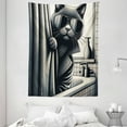 thumbnail image 3 of Ambesonne Cat Tapestry Wall Hanging, Cool Detective Kitty Monochrome, 60"x80", Dark Grey Pale Sepia, 3 of 3