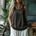 thumbnail image 3 of Long Tank Tops for Women Loose Fit Comfy Linen Sleeveless Crewneck Tanks Solid Casual Summer Clothes (S, Dark Gray), 3 of 7