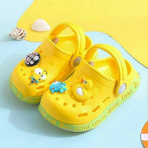 Toddler Clogs Boys Girls Cute Cartoon Toddler Sandals Kids Slippers ----- Yellow Size 30-31