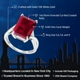 thumbnail image 2 of Gem Stone King 10K White Gold Red Created Ruby Engagement Ring for Women | 8.00 Cttw | Emerald Cut 14X10MM | Gemstone July Birthstone | Size 9, 2 of 6