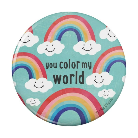 You Color My World Rainbows Happy Clouds Pinback Button Pin