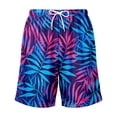thumbnail image 5 of Rggeeun Boys Toddler Shorts Colorful Leaf Pattern Elastic Waist With Adjustable Tie & Side Pockets Loose Fit Wide Leg Knee Length For Summer Everyday Use Versatile Bottoms,Blue,7-8 Years, 5 of 6
