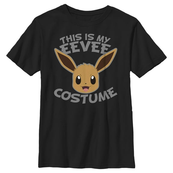 Boy's Pokemon Halloween This is my Eevee Costume  Graphic Tee Black Small