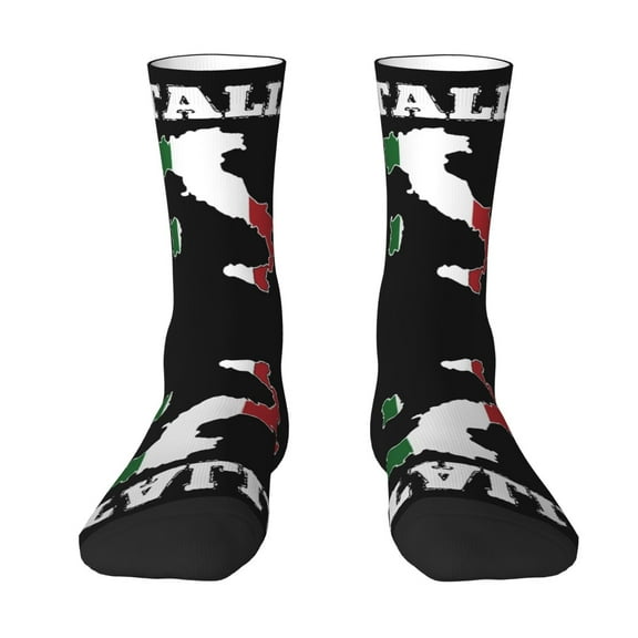 Funny Novelty Colorful Socks Italy Map Flag Patterned Casual Crew Socks