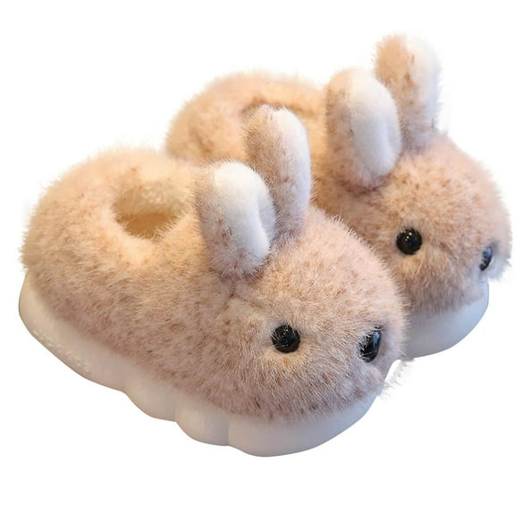 Darzheoy Children Slippers Fall Winter Thermal Suede Plush Solid Color Sandals Casual Non-Slip Delicate Trim Shoes For Girls