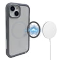 thumbnail image 2 of for iPhone 13 Case, Big Window Logo View Compatible with Magsafe, Plating Ultra Slim Magnetic Hard PC Transparent Drop Protection Phone Case Cover for iPhone 13, Gray, 2 of 3