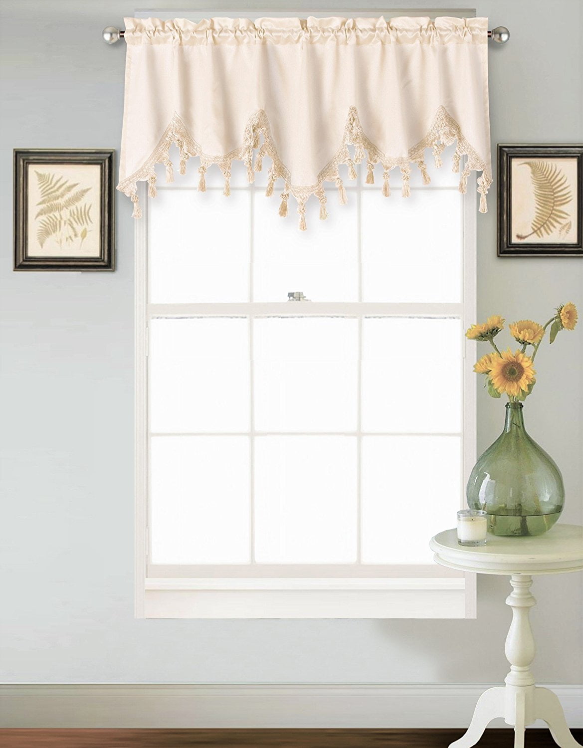 (WAVE) IVORY BEIGE 1PC Elegant Faux Silk Rod Pocket Swag Waterfall