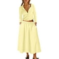 thumbnail image 3 of 2 Piece Lounge Sets for Women Matching Vacation Outfits Button Down Ribbed Cardigan Elastic Waist Skirt Sets, 3 of 7