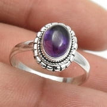 Women Gift Amethyst Stone 925 Sterling Silver Statement Ring Jewelry Size 6