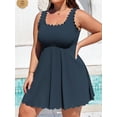 thumbnail image 6 of Asoul Womens Scalloped Ribbed Swim Dress Full Coverage Tummy Control One Piece Swimsuits Flowy Bathing Suits, 6 of 7