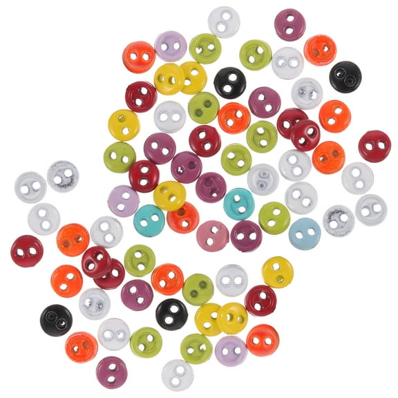 FUEENIRVA Mini Sewing Buttons 100Pcs Assorted Color Tiny Buttons For Doll Coats Shirts Crafting