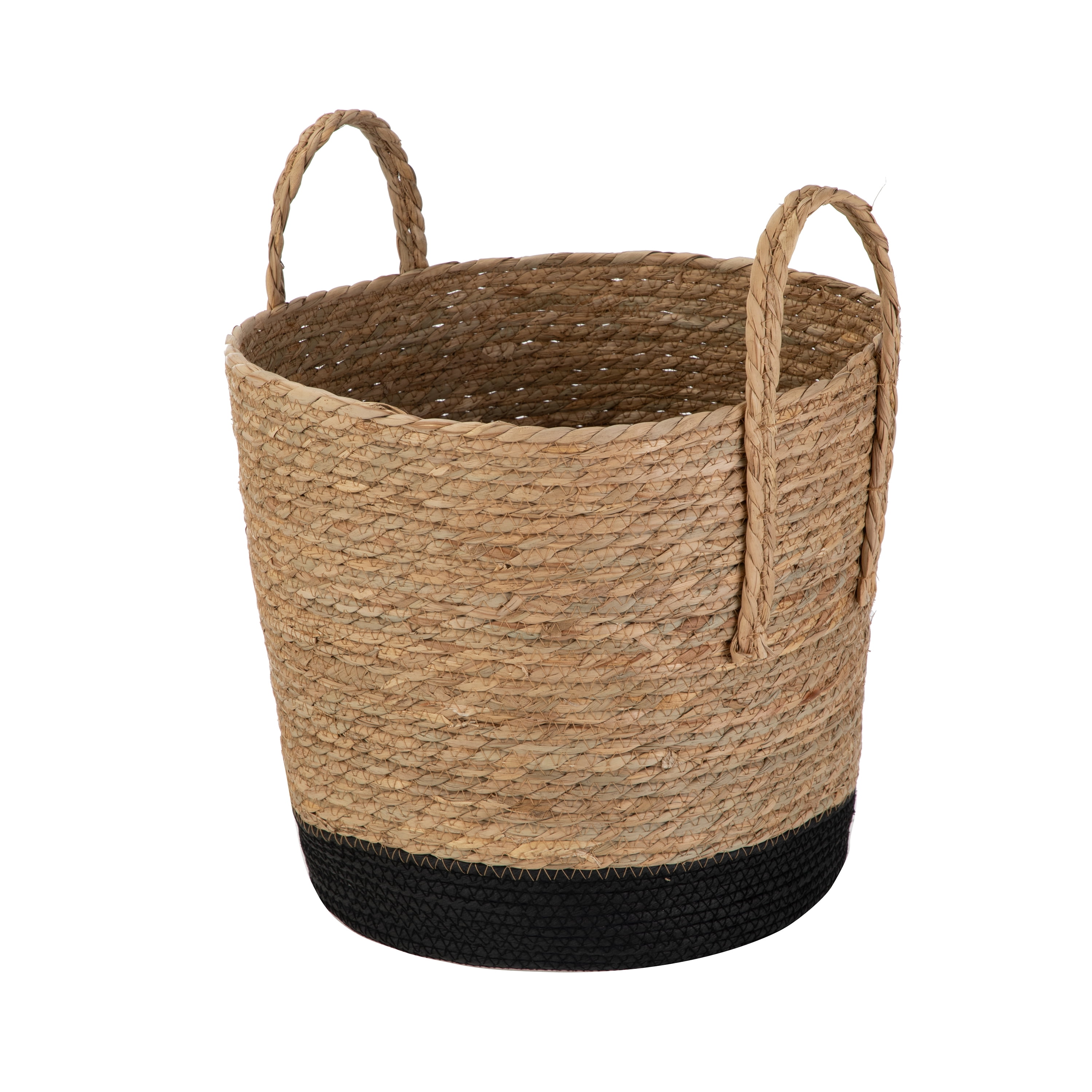 Better Homes & Gardens Natural and Black Round Rush Baskets, Set of 2