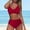Rosy Red, variant on Sakmal High Waisted Womens Swimsuits Two Piece Sets Green Bikinis Cross Back Swimwear Push Up Padded Swimsuit Sets