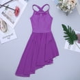 thumbnail image 3 of Hansber Girls Kids Modern Lyrical Dance Dress Mesh High Low Hem Ballet Dance Gymnastics Leotard Dress Purple 11-12, 3 of 6