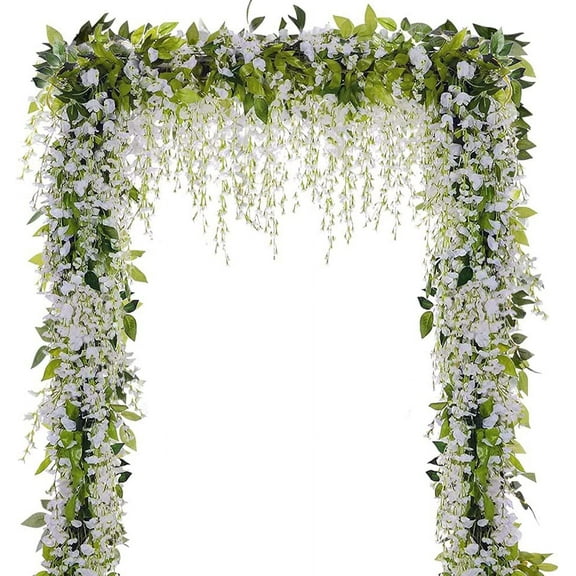 Sinhoon Wisteria Garland Artificial Flowers Wisteria Vine - 5Pcs Total 33ft Fake Wisteria Hanging Flower