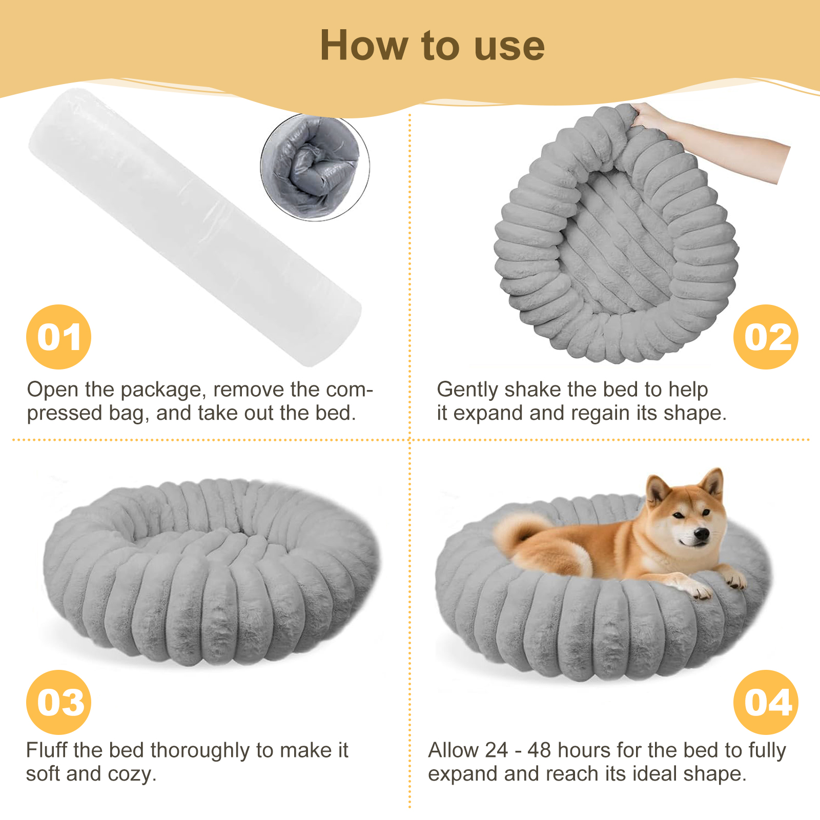 Cshidworld 20 Inch Calming Donut Dog Bed Small photo 8