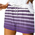 thumbnail image 2 of QUNYINEY Elastic Waist Shorts for Women Trendy Striped Casual Bermuda Summer Relaxed Fit with Pockets Drawstring Shorts, 2 of 5