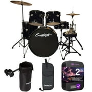 Sawtooth Rise Full Size 5-Piece Student Drum Set (Black) Bundle with 2-Year Warranty