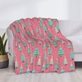 thumbnail image 3 of Naloa Pastel Christmas Trees on Pink Flannel Fleece Throw Blanket for Bed Couch, Thick Blanket - All Seasons Suitable for Women, Men and Kids-80"x60", 3 of 6