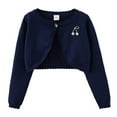 thumbnail image 4 of LYHaoo Cute Cardigan for Girls Fall Button Closure Knitted Shrugs Cropped Kids Long Sleeve Sweaters 13-14 Years(Blue), 4 of 4