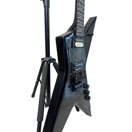 Transparent Black Burst Star Shape Heavy Metal Electric Guitar, Mahogany Body & Neck, Dual Pickups Double Tremolo System