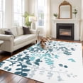 thumbnail image 2 of Large Area Rugs for Living Room Bedroom, Teal Blue Leaves 6'x9' Rug Washable Carpet Runner Indoor Outdoor, Summer Botanical Non Slip Floor Mats Rug for Kitchen, Playroom, 2 of 8