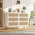 thumbnail image 1 of EastVita Commode en Rotin à 6 Tiroirs pour Chambre - Longue Commode, Blanc, 1 of 9