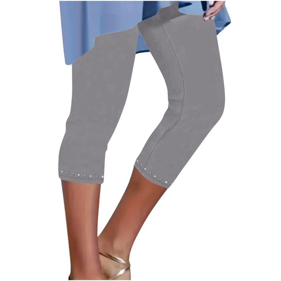 UAMVSH Capri Leggings for Women Casual High Waist Stretch Skinny Cropped Pants Trendy Ladies Summer Slim Fit Capri Pants