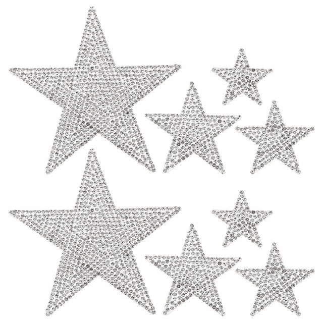 IDEANATEGRATE 2Jgo Calcomanías De Con Estrella Rhinestone Plata De Alta Adhesión Y Elegante