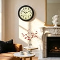 thumbnail image 5 of Geevon 12 IN Retro Wall Clock No Ticking Sound, Wall Clock with Quartz Accents and Vintage Patterns, Battery Operated for Kitchen, Bedroom, Office, Classroom, Living Room Decor (Black), 5 of 9