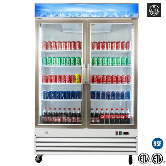 54 in. Commercial Glass Door Refrigerator 45 Cu.Ft Auto Defrost. Merchandiser Cooler Refrigerator
